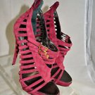 DI BEATRICE  BURGUNDY SUEDE STRAPPY ZIP BACK BOOTIE HEEL SIZE 38
