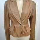 JUST CAVALLI TAN SNAKESKIN EMBOSSED LEATHER ONE BUTTON BLAZER SIZE 40