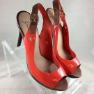 MARK + JAMES BADGLEY MISCHKA ORANGE PATENT SLING BACK PLATFORM HEELS SIZE 9.5 M