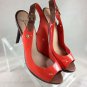 MARK + JAMES BADGLEY MISCHKA ORANGE PATENT SLING BACK PLATFORM HEELS SIZE 9.5 M
