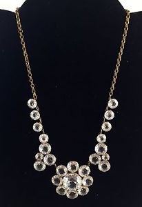 Vintage Rhinestone  Silver Tone chain necklace  30"