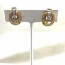 VINTAGE CHRISTIAN DIOR EARRINGS GOLD TONE METAL RHINESTONE BAGUETTES Lever back