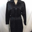 SAINT LAURENT RIVE GAUCHE VINTAGE BLACK SATIN BELTED COAT SIZE 38