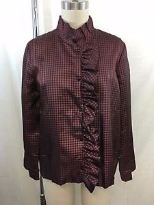 BABETTE BLACK/ RED PLAID RUFFLE SNAP DOWN REVERSIBLE JACKET XS