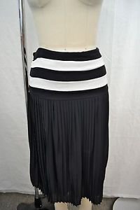 ALICE + OLIVIA BLACK/ WHITE SILK PLEATED SKIRT SIZE LARGE RETAIL $297