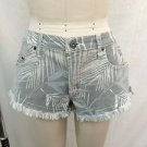 CAR MAR GRAY LEAF PRINT DENIM FRAYED HEM SHORTS SIZE 29 RETAIL $168