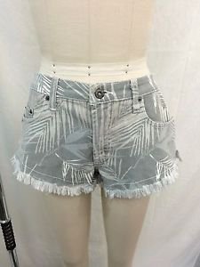 CAR MAR GRAY LEAF PRINT DENIM FRAYED HEM SHORTS SIZE 29 RETAIL $168
