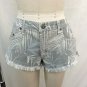 CAR MAR GRAY LEAF PRINT DENIM FRAYED HEM SHORTS SIZE 29 RETAIL $168