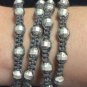 Chan Luu  28&acirc;�� Wrap Bracelet Grey Corded Silver Crystals & Beads .925 Clasp