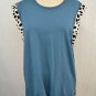 ONE BY ONE TEASPOON TEAL SLEEVELESS LEOPARD TRIM TOP SIZE MEDIUM