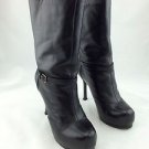 YSL YVES SAINT LAURENT TRIBTOO 80 BLACK LEATHER FUR INT ANKLE BOOTS SIZE 35.5
