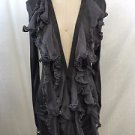 FOLEY + CORINNA CHARCOAL CASCADING RUFFLE FRONT CARDIGAN SIZE M RET $239
