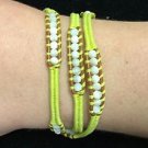 Chan Luu 22” Wrap Bracelet Yellow Corded White Crystals & Beads .925 Clasp