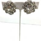 Vintage Silver Tone Clear Rhinestone  Signed Eisenberg Clip On Earrings