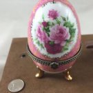 LIMOGE LARGE PINK/WHITE FLOWER TRINKET BOX W/GOLD TONE TRIM