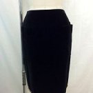 CHANEL VINTAGE BLACK VELVET TWO POCKET GOLD CHAIN HEM PENCIL SKIRT SIZE 36