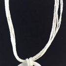 Large Shell Pendent Bead Silver Tone  Necklace  16"