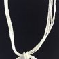 Large Shell Pendent Bead Silver Tone  Necklace  16"