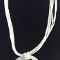 Large Shell Pendent Bead Silver Tone  Necklace  16"