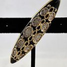 KENNETH LANE GOLD TONE ART DECO BLACK/ CRYSTAL OVAL BROOCH