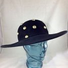 KOKIN BLACK FELT GOLD LARGE GOLD STUDDED WIDE BRIM HAT