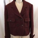 CHANEL BOUTIQUE BURGUNDY WOOL MOHAIR CROP BOUCLE JACKET SIZE 44
