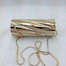 JUDITH LEIBER MINAUDIERE RIPPLED GOLD/ SWAROVSKI CRYSTAL CLUTCH/ SHOULDER BAG