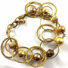 14k 14/20 Gold tone chain bracelet Disc Pendents  7" to 8"