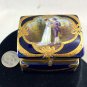 LIMOGE RECTANGLE NAVY BLUE TRINKET BOX WITH GOLD TRIM DETAIL MAN & WOMAN DETAIL