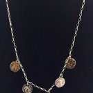 14k 14/20 Gold Filled Bead and Circle Stamped Disc Bracelet Pendent 18"