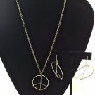 14k Yellow Gold Filled 14/20 Peace Symbol Pendant Necklace & earrings 18"