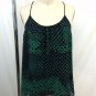 THEORY GREEN/ BLACK SILK MULTI PRINT CRISS CROSS BACK CAMI SIZE P