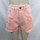 MINK PINK BLUSH PINK "ALMOST FAMOUS SLASHER" CUT OFF SHORTS SIZE S