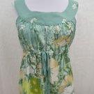 R.E.D. VALENTINO BLUE/ GREEN FLORAL SILK CAMI SIZE 44, RETAIL $385
