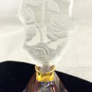 PYRAMID SHAPED GLASS PERFUME BOTTLE WITH ROSE CUT GLASS STOPPER
