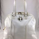 YSL YVES SAINT LAURENT SAC MUSE WHITE LEATHER TWO STRAP LARGE HANDBAG