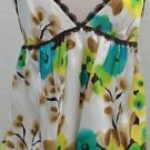 Milly Cream/Teal/Brown Silk Floral Cami SILK STRAPS  SIZE 10US/40EUC