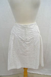 DIANE VONFURSTENBERG WHITE EYELET MEADOW SKIRT SIZE 10, RETAIL $265