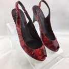 DONALD J PLINER PAPINA RED PATENT CROC EMBOSSED SLING BACK HEEL SIZE 7.5