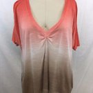 YOUNG FABULOUS & BROKE PEACH/ BROWN OMBRE OVERSIZE CROP TOP SIZE SMALL