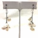 JJ JUDITH JACK PEARLETTE FW PEARL MARCASITE DROP EARRINGS STERLNG SILVER