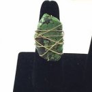 Handmade Ring 14K Gold Fill Wire Wrap OvalGreen Stone Size 71/2