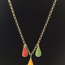 BEN AMUN multi color Resin Beaded gold Tone Chain  Dangle Statement Necklace 16"