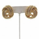 VINTAGE CHRISTIAN DIOR Rope Knot GOLDTONE RHINESTONE EARRINGS Signed