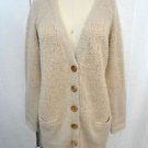 MINK PINK BEIGE CROCHET KNIT WOODEN BUTTON CARDIGAN SIZE XS