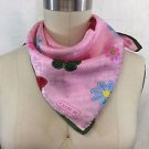 COACH PINK BUTTERFLY PRINT SILK NECK SCARF 21" x 21"