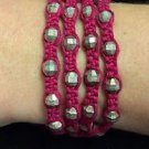 Chan Luu 28” Wrap Bracelet Red Corded Purple Silver Crystals & Beads .925
