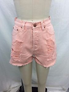 MINK PINK BLUSH PINK "ALMOST FAMOUS SLASHER" CUT OFF SHORTS SIZE XS