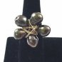 Handmade Ring 14K Gold Fill Wire Wrap 5 Oval Stone Dark Green FW Pearls Size 8"