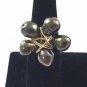 Handmade Ring 14K Gold Fill Wire Wrap 5 Oval Stone Dark Green FW Pearls Size 8"